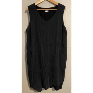 Pure Jill Dress Womens 2X Black Sleeveless Crinkle Layered Tank Pocket Flowy